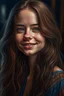 Placeholder: Young beautiful woman, long hair, elegant, too beautiful, Forex Trader , highly detailed deep colors highly realistic, ruddy skin, beautiful, full lips, smiling, feeling of lightness and joy, hyper-realism, skin very elaborated, direct gaze,