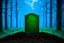 Placeholder: blue forest background, grave soil infront, a grave, green shiny liquid on the grave, realistic soil, realistic, shiny liquid on the grave, dark mood, dark background forest , close grave , very close, green liquid line on the grave, soil shot, realistic, detailed