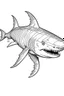 Placeholder: Outline art, no shading, full body shark, black and white, low detail, --ar 9:11