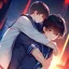 Placeholder: Clear Focus, High resolution, glowing red eyes, hugging a boy, wearing a sailor uniform,
