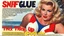 Placeholder: SNIFFIN’ GLUE magazine high res photo cover by Russ Meyer: special issue #42 on the business of pull-up thick diapers, seen from bellow, guest star: blonde Sally knows that there were incontinent women like herself with large busts out on the beach and she is missing adult ultra thick pull-up diapers with the matching bras. Her concept is to pair diaper designs with bra designs, specifically themed for surfing.