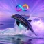 Placeholder: infinity symbol ∞ with vibrant powerful dolphin jumping out of the sea, striking, neon, chiaroscuro, dramatic, captivating, powerful, fantasy, beautiful, octane render, 16k post-production, artstation: award-winning: atmospheric: commanding: fantastical: clarity: ultra quality: striking: brilliance: stunning colors: amazing depth; lens: f/11, 35mm