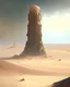 Placeholder: A vast, barren desert landscape, broken only by a single, monumental structure that towers above the sand, hinting at forgotten civilizations.