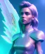 Placeholder: A crystalised queen, atmospheric, realistic, unreal engine, cinematic lighting, octane render. blue, pink, transparency, light, shine,bright, full body, transparent wings, blonde, long hair, nice smile