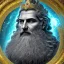 Placeholder: photo realistic, symetrical, centered, ultra detailed, digital art, in center is a portrait of highly detailed greek colossus god zeus surrounded by galaxy codes seeking knowledge, gray beard, crown filled with crystals, detailed face with human skin color, eyes filled with galaxy, dominating colors = gray light blue and dark gold, lightning, smoke,