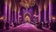 Placeholder: Hyper Realistic Photographic-View of lots of Muslim-Men praying inside a Massively-Huge-Beautifully-Crafted-Purple-&-Maroon Wall-Mosque with detailed-pillars & Garland-Light-Decorations-&-Lamps with dramatic-&-Cinematic-Ambiance at night.