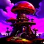 Placeholder: A fantabulous black, purple and red (((mushroom tower house))) erected atop a (geologic pillar), surrounded by the uncanny imaginative ((( swirling skies))), offset by the stark hues of a (neon-tinged nebulous space scape), within. captured by the hand a skilled master painter with a focus on (softly blurred compositions and voluminous lighting).