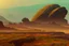 Placeholder: autumn vegetation, one exoplanet in the horizon, big stones, cliff, sci-fi, movie poster style