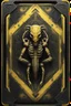 Placeholder: sacred geometry framed playing card, black and yellow scorpion werewolf slayer boss card in the style of Giger and fallout 4 ,,bokeh like f/0.8, tilt-shift lens 8k, high detail, smooth render, down-light, unreal engine