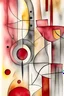 Placeholder: Abstract watercolour in the style of Paul Klee and Barbara Hepworth in red,grey and gold on watercolour background