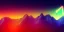 Placeholder: 3d rendering. Abstract surreal background with rocky mountains, smoky clouds and glowing neon musical notes symbol. Panoramic spiritual wallpaper