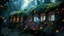 Placeholder: vagón oxidado de tren antiguo envuelto en hiedra luminiscente, espíritus de hadas brillantes danzando entre las enredaderas, luces místicas flotantes, musgo resplandeciente, rayos de luz atravesando las ventanas rotas, niebla etérea de colores pastel, ambiente mágico del crepúsculo, estilo fotografía fantástica