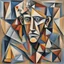 Placeholder: Cubism, the poker player, broken angles between image fragments, combined varying planes, different angles, masterpiece detailed abstract image, cubistic fragmented pastel drawing, fantasy portrait by pablo picasso