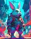 Placeholder: photo of a huge savage rabit monster in the space, style of laurie greasley, studio ghibli, akira toriyama, james gilleard, genshin impact, trending pixiv fanbox, acrylic palette knife, 4k, vibrant colors, devinart, trending on artstation, low details