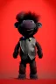 Placeholder: Waist up muppet Portrait, Kim Jong-un muppet doll, black suit, photo studio, red background, unreal engine 5, concept art, art station, ray tracing, lumen lighting, ultra detail, volumetric lighting, 3d.