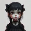Placeholder: a little girl, 9 years old, goth aesthetic, digital art, stylised