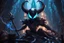 Placeholder: Huge symbiote in 8k hollow knight drawing, shaco model, Halloween theme, neon blue lights, Chaos sea, intricate details, highly detailed, high details, detailed portrait, masterpiece,ultra detailed, ultra quality