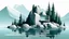 Placeholder: MINIMALIST CUBIC BUILDING ON THE ROCKY SHORE OF A LAKE, Tagalog, Thin, Afternoon, Tropical forest, Vector field