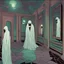 Placeholder: ghostly wraiths and smoky phantoms in a hall with broken mirrors in cinemascope colors