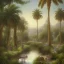 Placeholder: gardens of date-palms and grape under which river flow