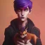 Placeholder: Portrait of a warlock kid with his pet familiar by Nick Harris