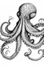 Placeholder: Outline art, no shading, full body octopus, black and white, low detail, --ar 9:11