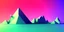 Placeholder: 3d rendering. Abstract futuristic neon background. Fantastic landscape with glowing geometric triangular frame and mountains