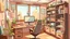 Placeholder: a tidy and cozy office in a cartoon style
