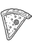 Placeholder: DRAW FOR COLORING OF A SLICE OF PIZZA, CARTOON STYLE, LOW DETAILS, THICK LINES, NO SHADING, NO COLOR