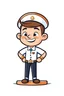 Placeholder: simple cartoon sailor on wooden ralf clipart image animated style on white background