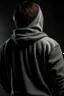 Placeholder: a young man from the back, wearing a warm polar fleece hoodie