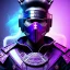 Placeholder: samurai purple masked villain in galaxy, teal and purple smoke, detailed, realistic, 4k