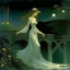 Placeholder: THE GHOST IS STILL DANCING AT NIGHT ON THE OLD COUNTRY BRIDGE. Alphonse Mucha. Leonor Fini