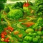 Placeholder: A green kingdom made out of vegetables painted by Edward Hicks