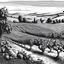Placeholder: engraved of a vineyard Black and white