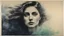Placeholder: old European ink print Felt needle Bromoil print woman pastel Flux Schnell