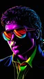 Placeholder: WPAP Pop art style Accurate Michael Jackson Sunglasses outside emboss 3d shiny cubis mirrors glass minimalist Neo Surrealisme Unique surrealistic artwork brutal multicolor neon colors,find details,UHD neons,black background