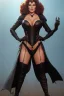 Placeholder: Raquel Welch as evil queen in black leather, leather, busty, cleavage, angry, stern look. character design by cory loftis, fenghua zhong, ryohei hase, ismail inceoglu and ruan jia. unreal engine 5, artistic lighting, highly detailed, photorealistic, fantasy