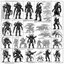 Placeholder: ConceptSheet blueprint [by by Kevin Eastman and Peter Laird]: a grid of sci-fi aligned group of xenomorph armours