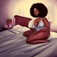 Placeholder: 30 years old handsome black man cuddles 28 years old curvy lady with afro hairstyle on bed in a large furnished bedroom, digital painting, digital illustration, extreme detail, digital art, 4k, ultra hd