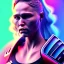 Placeholder: ronda rousey, hyper realistic, cyberpunk style, shaved hair, latex, gradient color, BLUE, PINK, CYAN, neon, insanely detailed, 16k resolution, perfect eyes, cinematic smooth, intricate detail