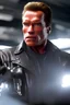 Placeholder: Arnold Schwarzenegger as the Terminator, HD 4K, sharp detail, photo-realistic accurate face and features, cinematic volumetric lighting