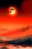 Placeholder: Ethereal orange color diffusing over a snowy mountain range, with a full moon shining in the background, mystical, peaceful, serene, winter landscape, high detail..