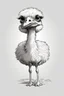 Placeholder: outline art. cute ostrich, white background