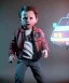 Placeholder: Marty mcfly toddler, full body, delorean, dramatic lighting, hyper realistic