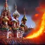 Placeholder: Ville en feu, soldat lance flammes, civils morts, kremlin en feu