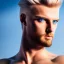 Placeholder: masterpiece, best quality, man, blue eyes, fluorescent, blond flutter hair, highly detailed body, sun light, 4K, RAW, depth of field, high contrast, realistic details, 150mm