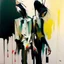 Placeholder: 1 minute ago Minimal contemporary abstract flat figurative painting.. Big brushstrokes. Twisted fragments of bodies. Drips of paint. style of Justin Mortimer and Adrian Ghenie. Triadic colour