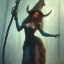 Placeholder: frank frazetta style, witch in the forest