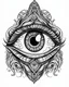 Placeholder: realistic all seeing eye tattoo idea, line art, background, vector, svg, black outline on white background, leave plenty of white space beetween lines for coloring, tattoo style, tattoo idea,full body